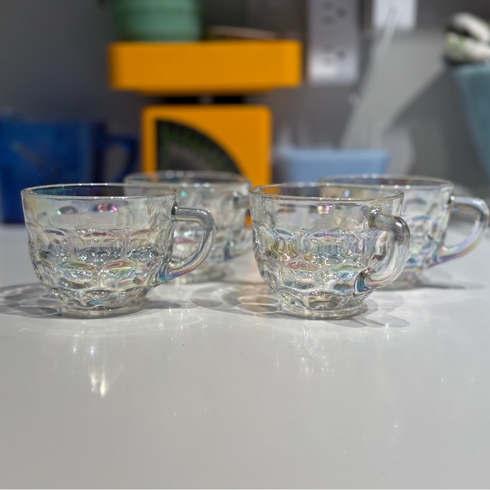 Vintage Federal Glass Iridescent Punch Cups
